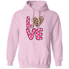 Love Heart Design, Leopard Pattern, Valentine's Day Pullover Hoodie