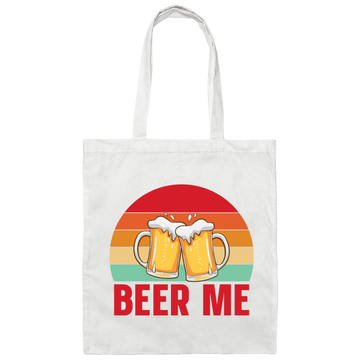 Beer Me, Retro Beer, Cheer Up, Retro Drinking Canvas Tote Bag