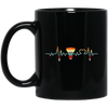 Badminton Heartbeat, Badminton Player Gift, Love Retro Badminton Black Mug