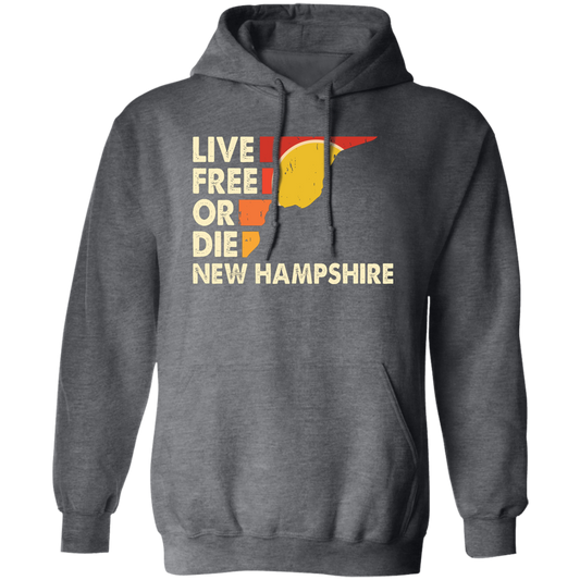 Live Free Or Die, New Hampshire State, Retro New Hampshire Pullover Hoodie