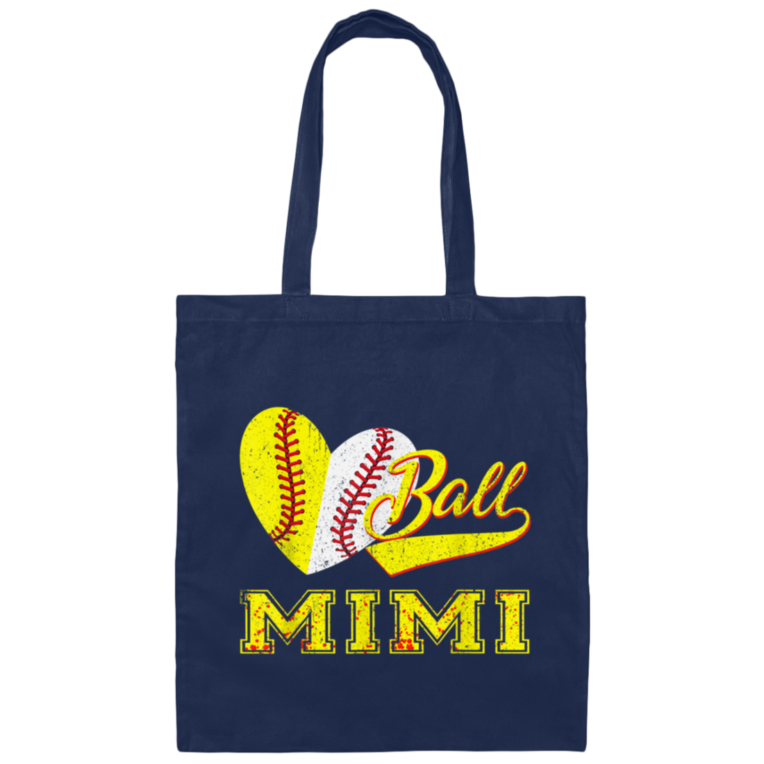 Gift For Mimi, Best Mimi Ever, Love Baseball Gift, Heart Ball, My Ball For Mimi Canvas Tote Bag
