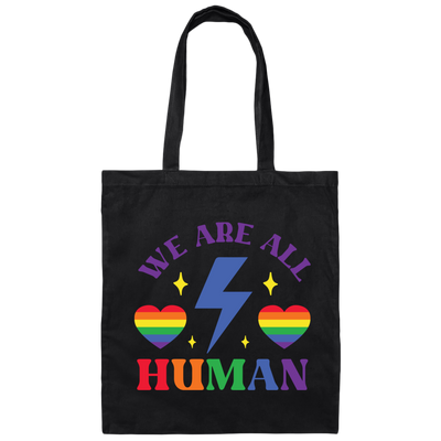 We Are All Human, LGBT Flash, LGBTQ+ Pride, Pride's Day Canvas Tote Bag