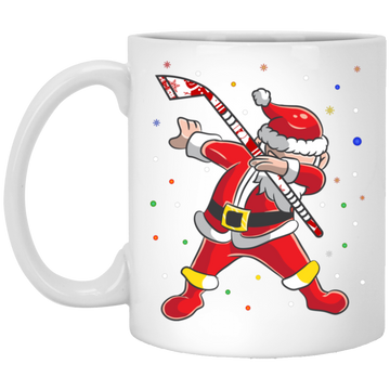 Dabbing Santa, Santa Claus, Sant Play Hockey, Merry Christmas, Trendy Christmas White Mug