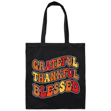 Grateful, Thankful, Blessed, Thankgiving's Day Canvas Tote Bag