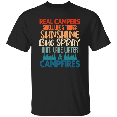 Campers Gift, Real Campers, Smell Like 5 Things, Retro Camping Quote Unisex T-Shirt