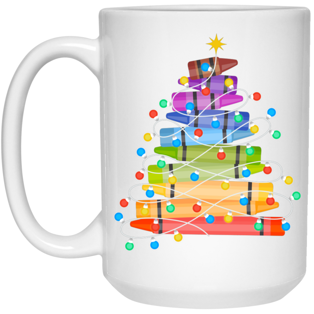 Crayon Xmas Tree, Xmas Tree Made From Crayon, Xmas Lights, Merry Christmas, Trendy Christmas White Mug
