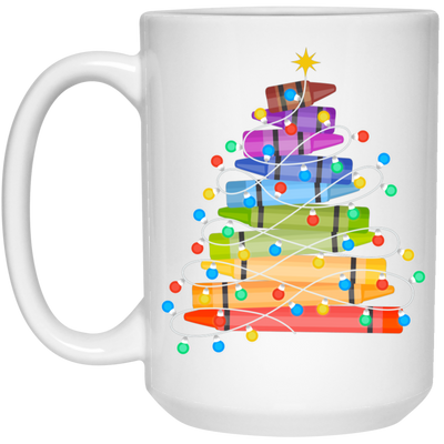 Crayon Xmas Tree, Xmas Tree Made From Crayon, Xmas Lights, Merry Christmas, Trendy Christmas White Mug