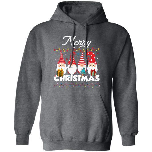 Gnome Xmas, Set Of Gnome, Cute Gnome, Xmas Lights, Merry Christmas, Trendy Christmas Pullover Hoodie