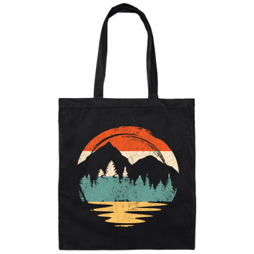 Vintage Mountain, Beach River Forest, Natural Retro, Sunset Cool Canvas Tote Bag