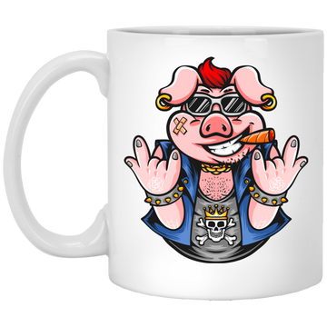 Gangster Pig, Cool Pig, Love Pig, Cute Pig, Pig Lover White Mug