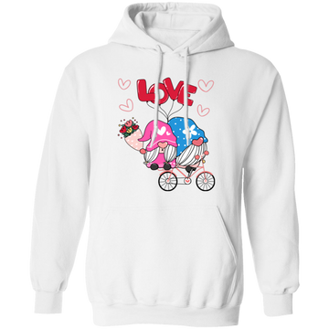 Cute Gnome, Gnome Couple, Gnome Ride A Bike With Love, Valentine's Day, Trendy Valentine Pullover Hoodie