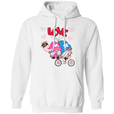 Cute Gnome, Gnome Couple, Gnome Ride A Bike With Love, Valentine's Day, Trendy Valentine Pullover Hoodie