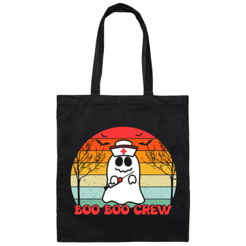Boo Boo Crew, Boo Halloween, Retro Halloween Canvas Tote Bag