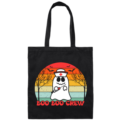Boo Boo Crew, Boo Halloween, Retro Halloween Canvas Tote Bag