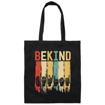 Retro Be Kind Sign Language, For Men Deaf Canvas Tote Bag