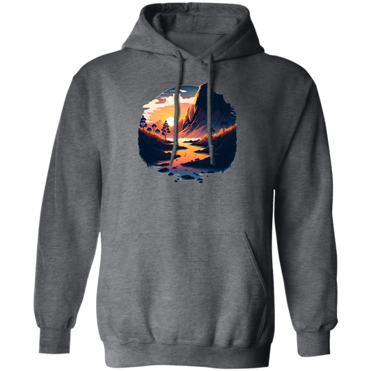 Simple Picture Of Sunset With Rock And River, Best Landscape Gift Pullover Hoodie