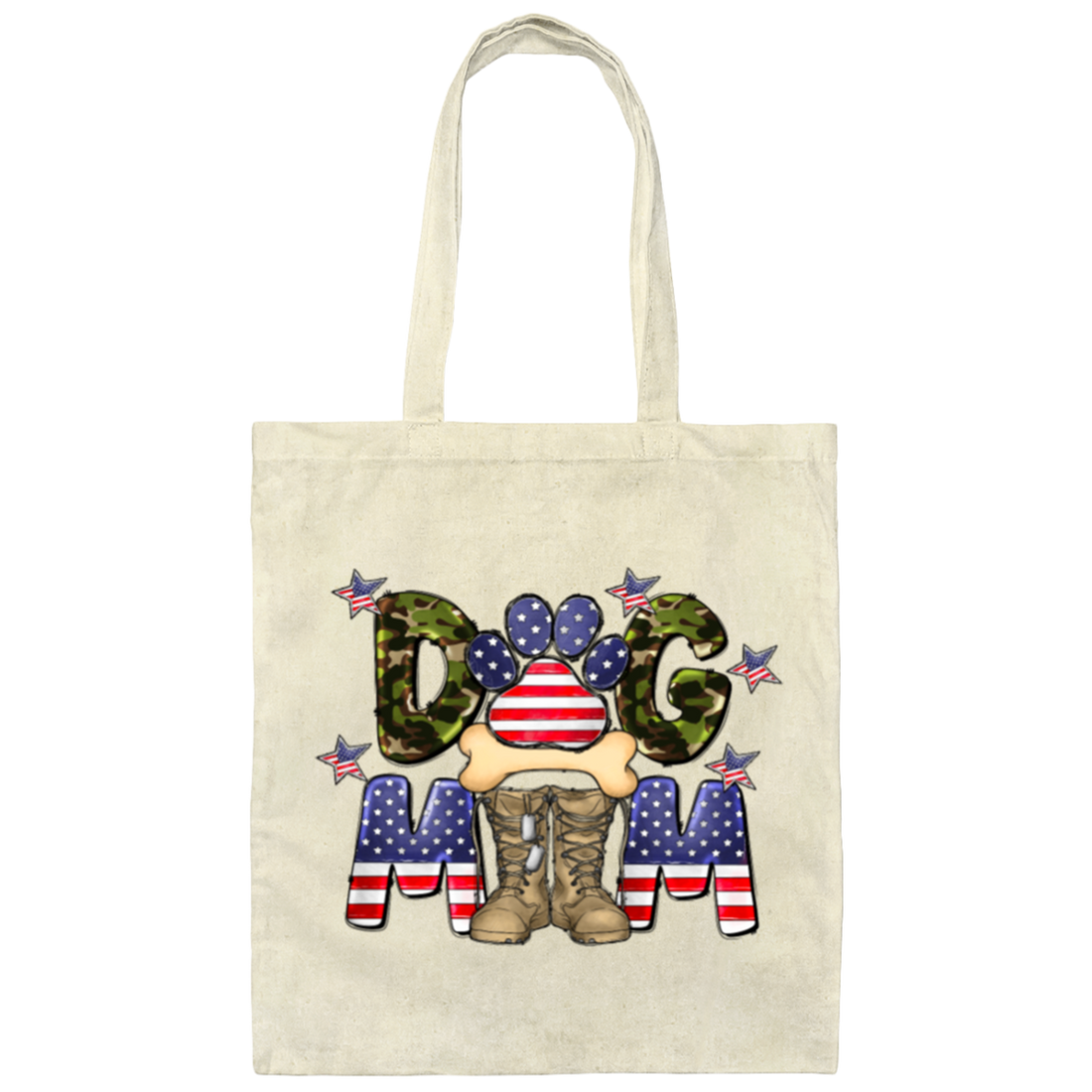 Dog Mom Gift, American Dog Mom, Love Mom Gift, Best Mom Ever Canvas Tote Bag