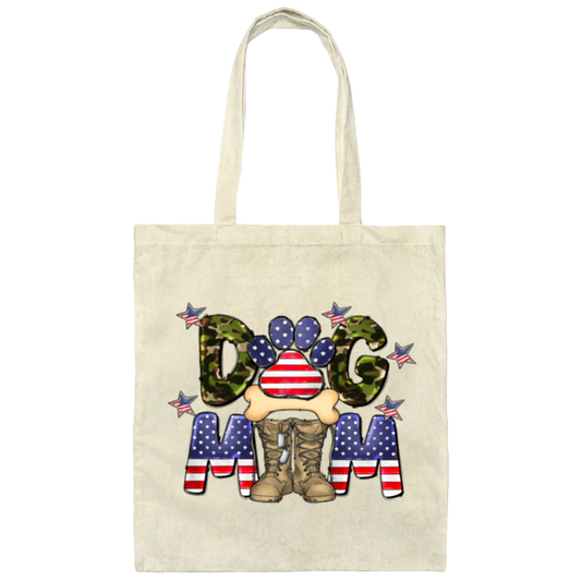 Dog Mom Gift, American Dog Mom, Love Mom Gift, Best Mom Ever Canvas Tote Bag