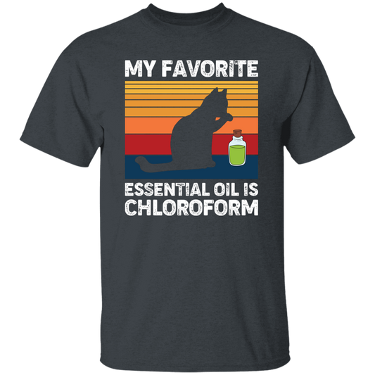 My Favorite Essential Oil Is Chloroform, Retro Cat With Oil Unisex T-Shirt