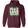 Peace Love Veggies, Vegan Day, Vegan Peoples Pullover Hoodie