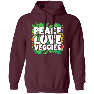 Peace Love Veggies, Vegan Day, Vegan Peoples Pullover Hoodie