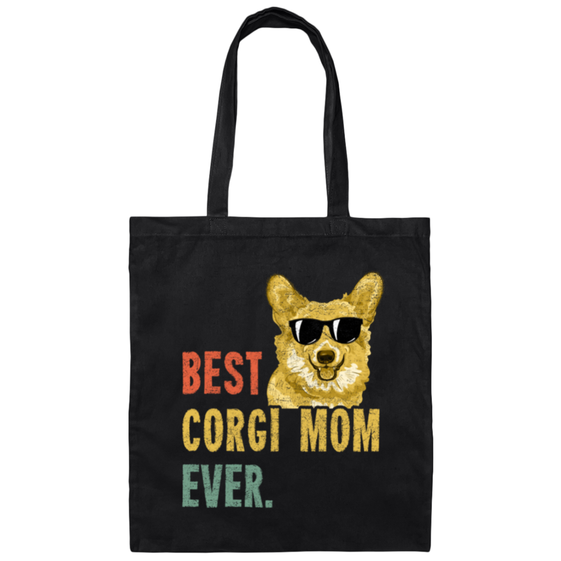 Corgi Best Corgi Mom Ever Retro Dog Funny Canvas Tote Bag