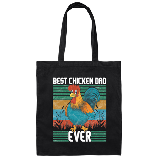 Saying Best Chicken Dad Ever, Distressed Poultry Farmer Gift Canvas Tote Bag