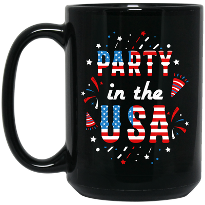 American Party, American Flag, 4th July Anniversary Black Mug