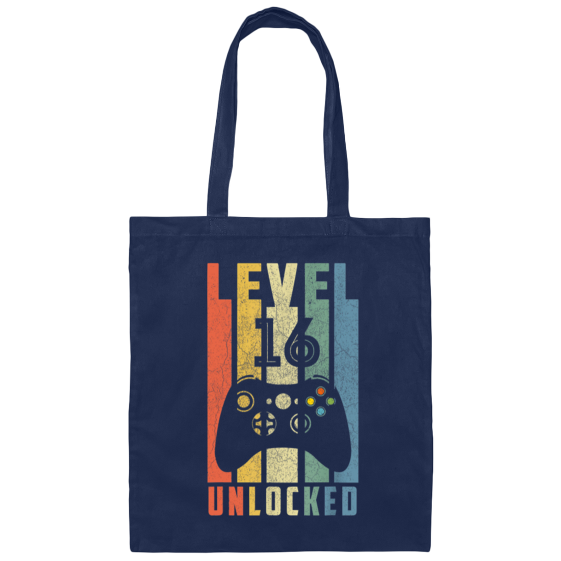Level 16 Unlocked, 16th Video Gamer, 16th Birthday Gift, Retro 16th Gift Canvas Tote Bag
