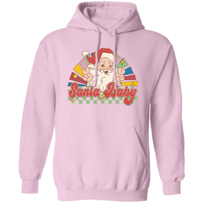 Santa Baby, Santa Claus, Merry Christmas, Groovy Christmas Pullover Hoodie