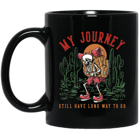 My Journey Still Have Long Way To Go, Skeleton Cowboy Black Mug