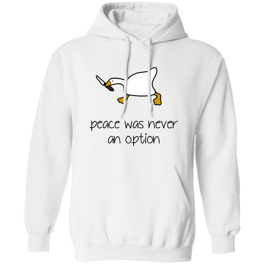 Peace Was Never An Option, Duck Running, Duck Hold Knife Pullover Hoodie