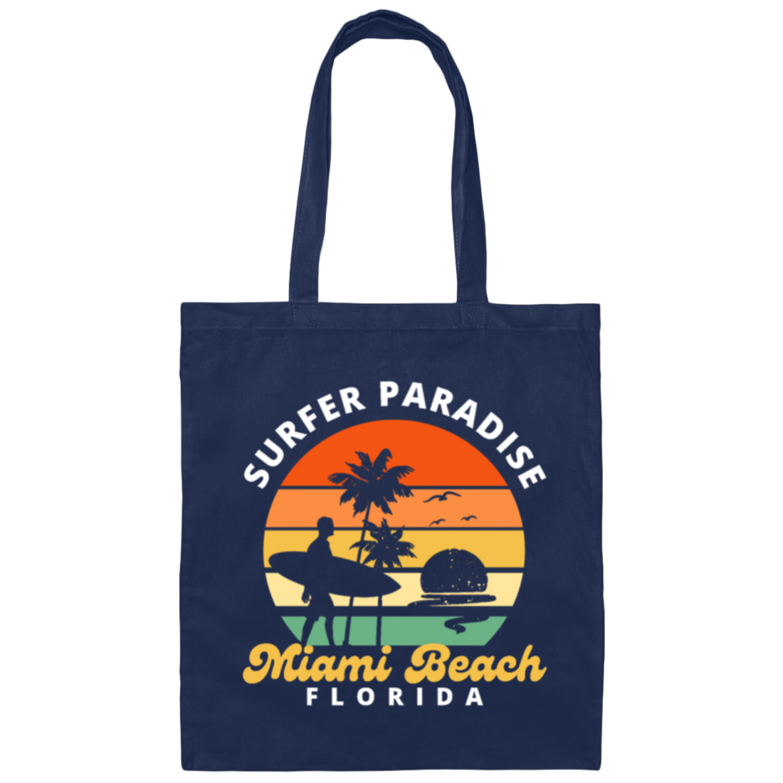 Miami Beach Lover, Surfer Paradise Retro Style, Miami Beach Florida Canvas Tote Bag