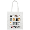 I Love Cat, Cute Cats, Funny Cats, My Love Cat Canvas Tote Bag