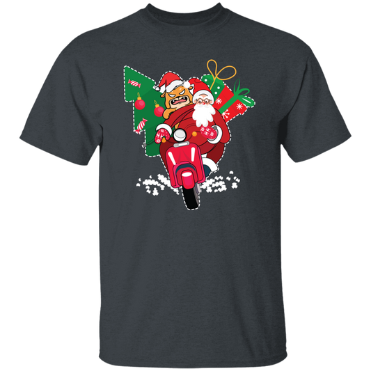 Santa With Angry Dog, Santa Ride Motorbike, Love Christmas, Merry Christmas, Trendy Christmas Unisex T-Shirt