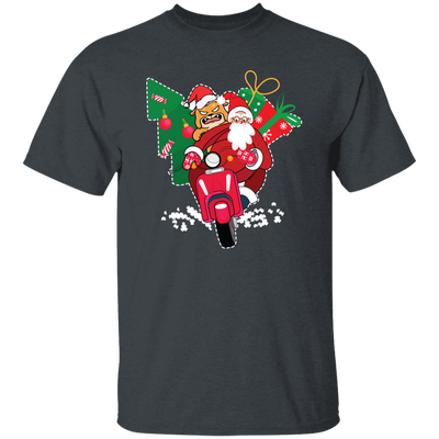 Santa With Angry Dog, Santa Ride Motorbike, Love Christmas, Merry Christmas, Trendy Christmas Unisex T-Shirt