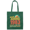 Hawaii 1983 Gift, Vintage 1983 Limited Gift, Retro 1983 Png, Tropical Canvas Tote Bag