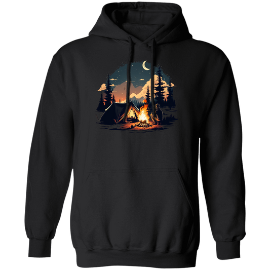 Outdoor Enthusiast Enjoying A Peaceful Camping Trip Under The Stars Pullover Hoodie