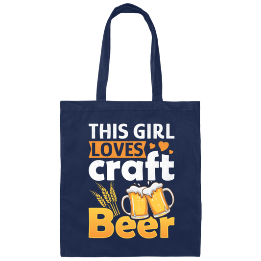 This Girl Love Craft Beer, Beer Lover, Retro Beer Canvas Tote Bag