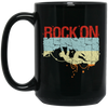 Rock On, Love Rock Gift, Best Retro Rock, Climb On Retro Rock Gift Black Mug