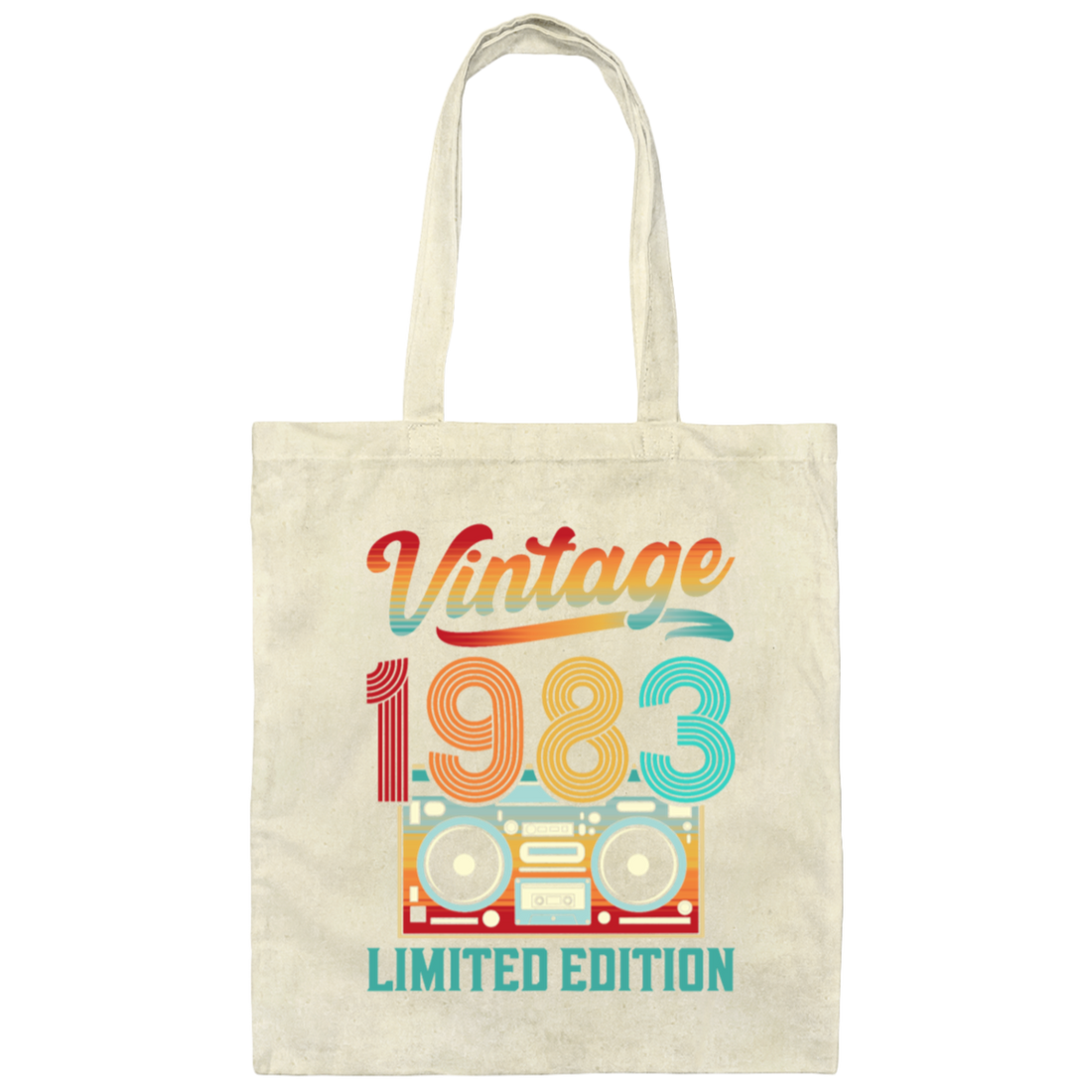 1983 Limited Edition, Vintage Cassette, 1983 Birthday Canvas Tote Bag