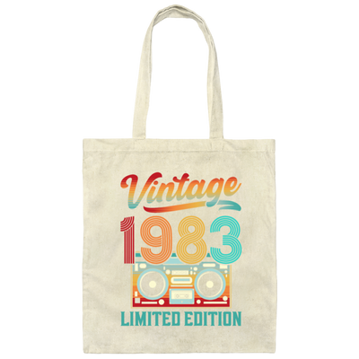 1983 Limited Edition, Vintage Cassette, 1983 Birthday Canvas Tote Bag