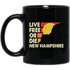 Live Free Or Die, New Hampshire State, Retro New Hampshire Black Mug