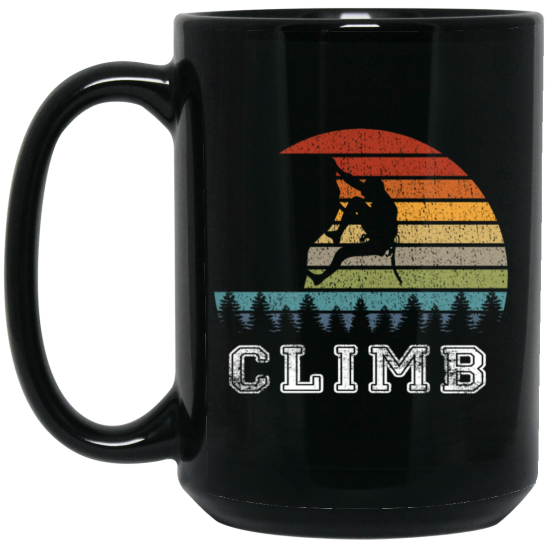 Bouldering Lover, Mountaineer Vintage Gift, Sporty Climb Climber Black Mug