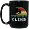 Bouldering Lover, Mountaineer Vintage Gift, Sporty Climb Climber Black Mug