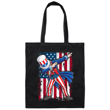 Dabbing Uncle, 4th Of July Gift, Great July 4th, American Flag, US Dabbing Canvas Tote Bag
