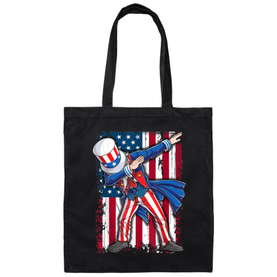 Dabbing Uncle, 4th Of July Gift, Great July 4th, American Flag, US Dabbing Canvas Tote Bag