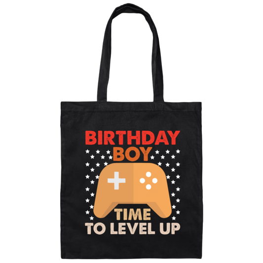 Birthday Boy Time to Level Up, Birthday Gift Canvas Tote Bag