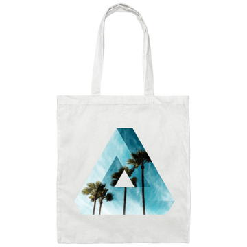 Triangle Designs With Sea And Beach, Optical Illusion Penrose Canvas Tote Bag