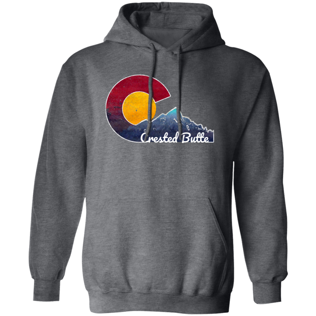 Crested Butte, Colorado With Flag Inspired Scene, Love Colorado Gift Pullover Hoodie